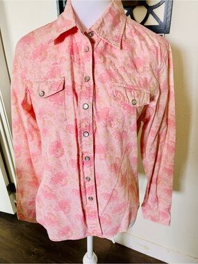 VINTAGE Pink Paisley Pearl Snap-Front Western Rodeo Shirt